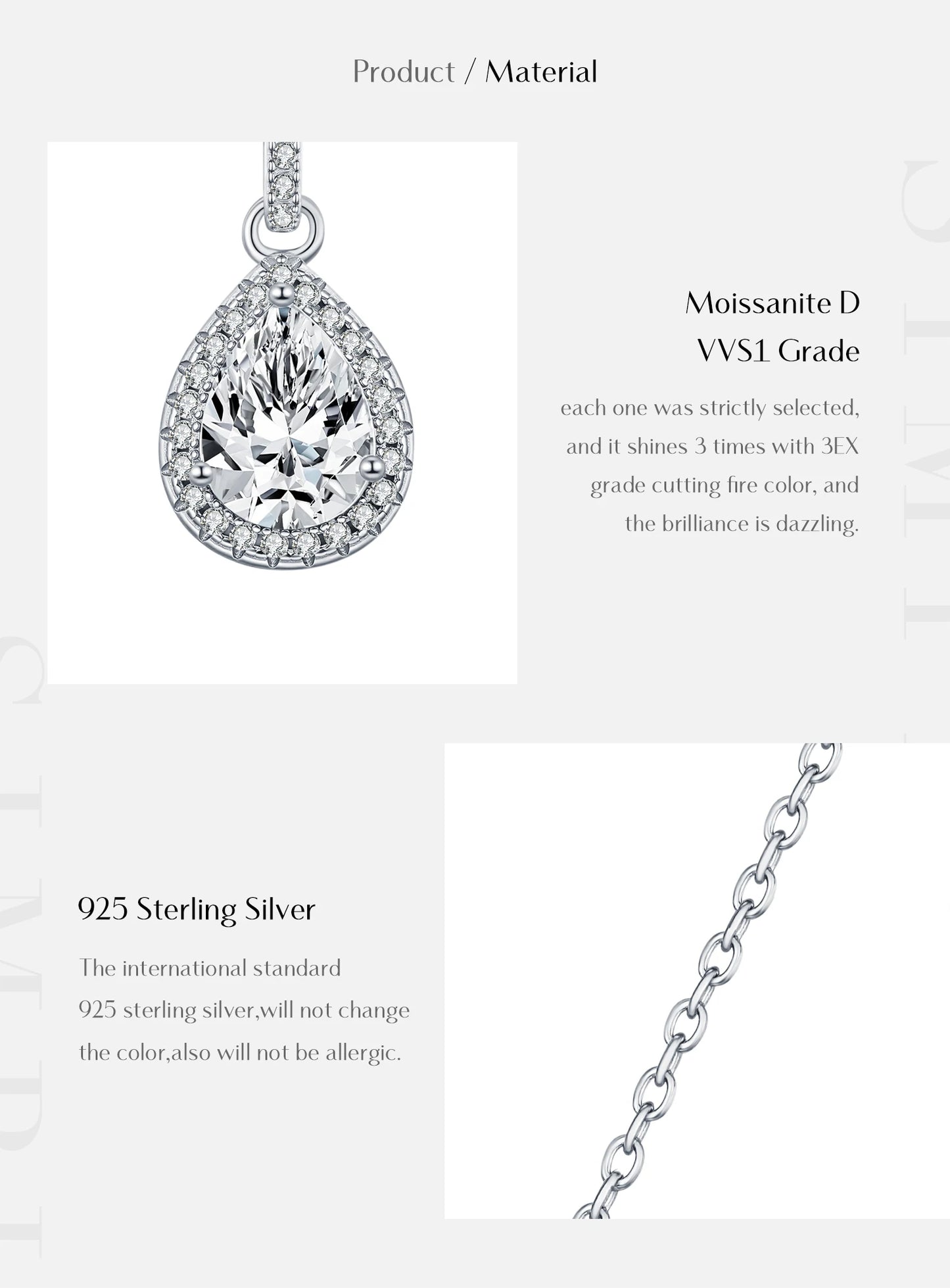 MODIAN 1.2CT Water Drop Moissanite Wedding Necklaces 925 Sterling Silver Exquisite Pendant Necklace For Women Statement Jewelry