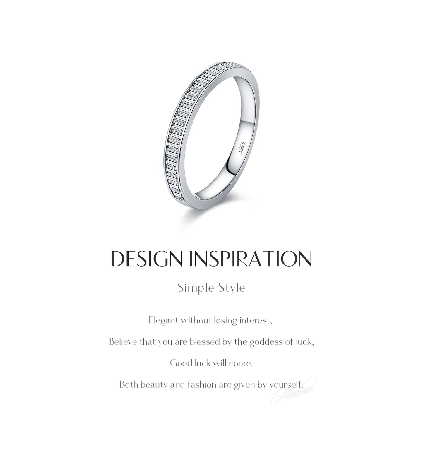 MODIAN Dazzling D Color Rectangle Moissanite Stackable Rings 925 Sterling Silver Eternity Band Rings For Women Fine Jewelry