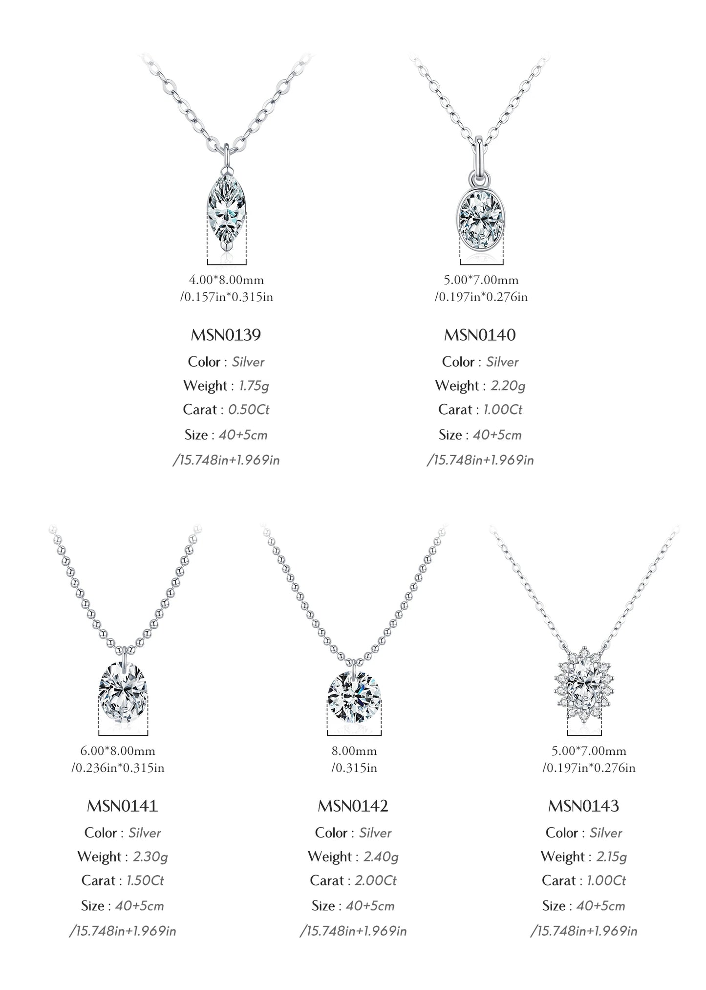MODIAN 6 Styles D Color Geometric Moissanite Necklaces 925 Sterling Silver Dazzling Pendant Necklace For Women Fine Jewelry