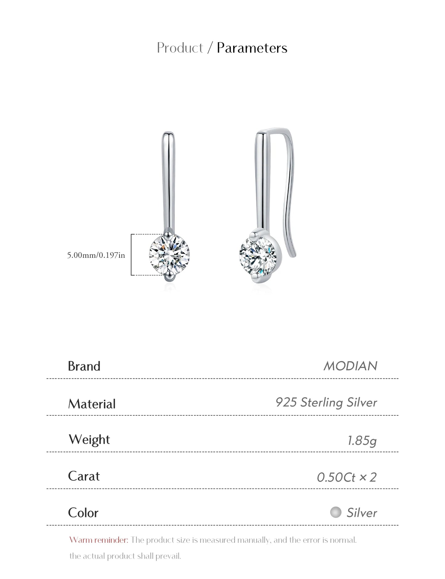 MODIAN Sparkling D Color Moissanite Drop Earrings 925 Sterling Silver Classic Geometric Dangle Earrings For Women Fine Jewelry