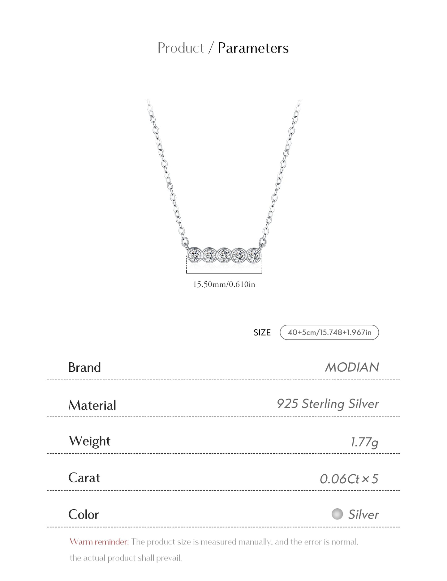 MODIAN D Color Moissanite 925 Sterling Silver Stackable Pendant Necklaces Lab Diamond Link Chain Jewelry For Women Luxury Gift