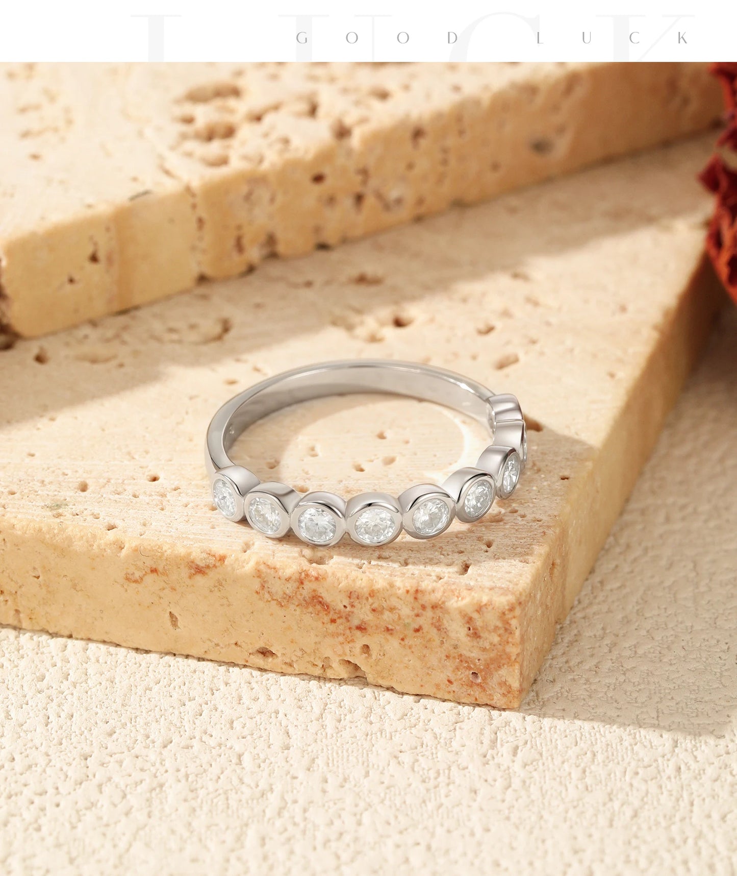 MODIAN D Color Round Moissanite Eternity Ring 925 Sterling Silver Stackable Finger Rings For Women Wedding Fine Jewelry Gifts