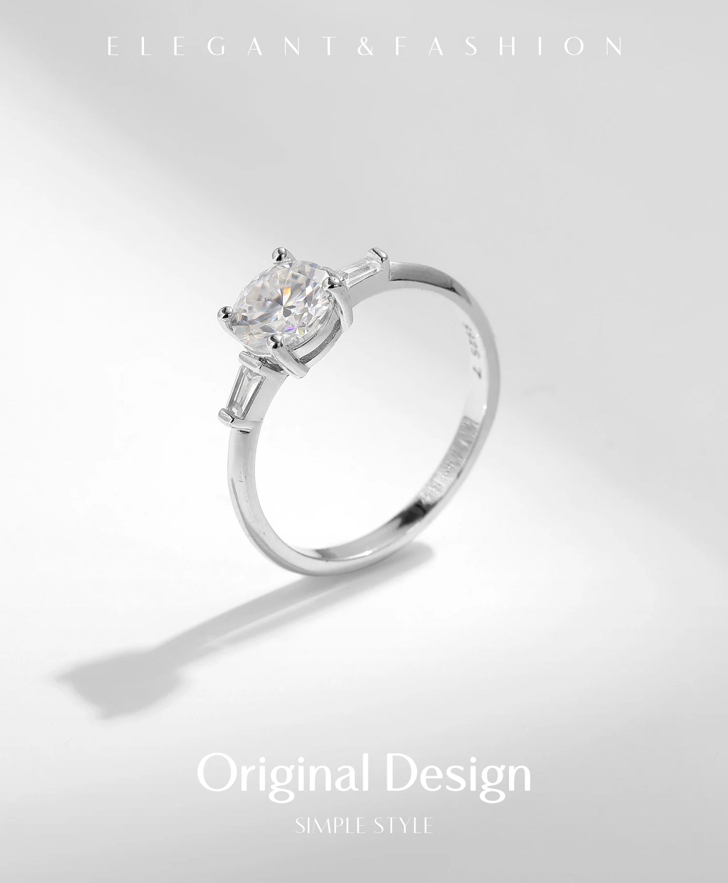 MODIAN 1.0CT Round Moissanite Ring D Color Lab Diamond Classic 925 Sterling Silver Wedding Engagement Band Jewelry For Women