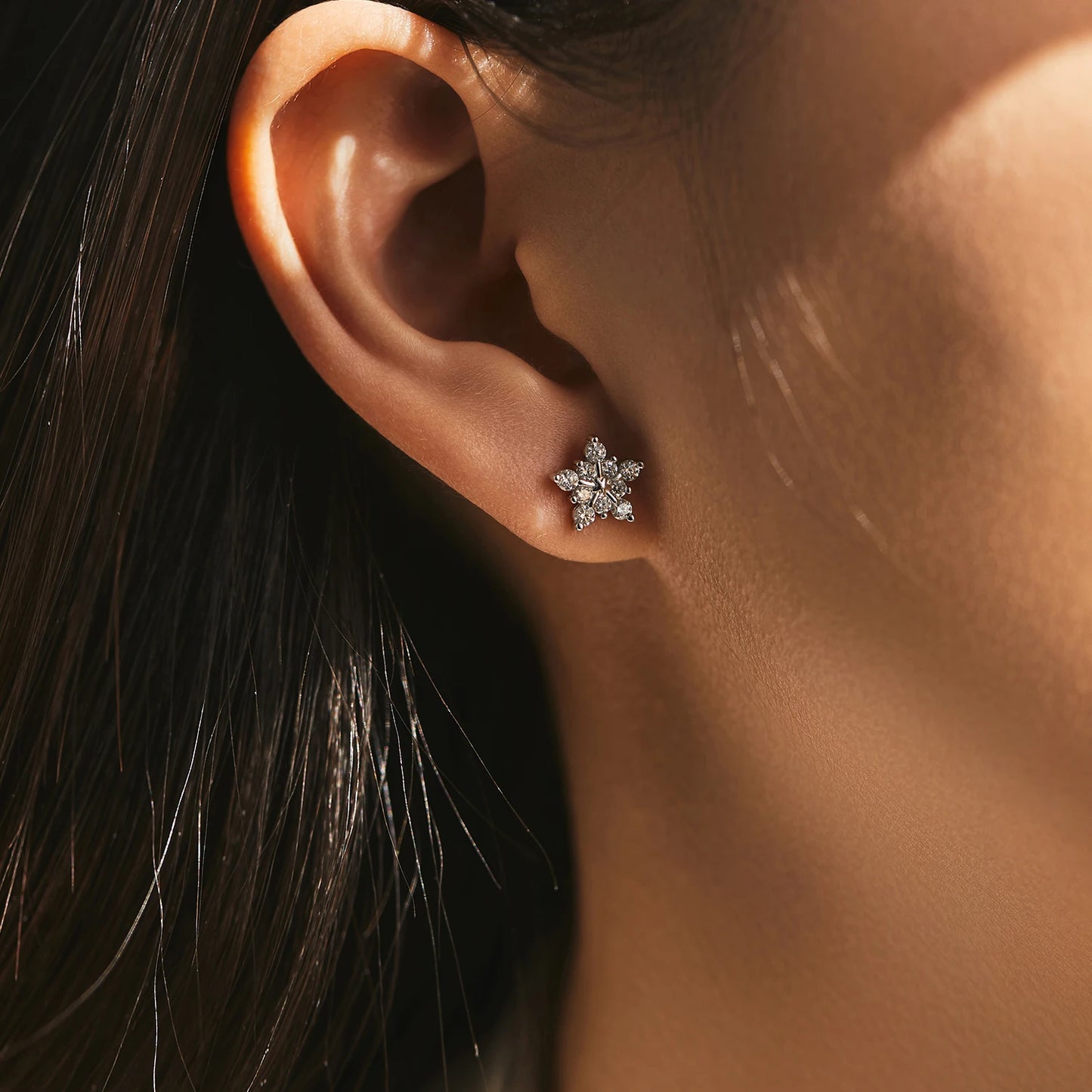 MODIAN D Color Dazzling Moissanite Earrings 925 Sterling Silver Trendy Cute Snowflake Stud Earrings For Women Fine Jewelry