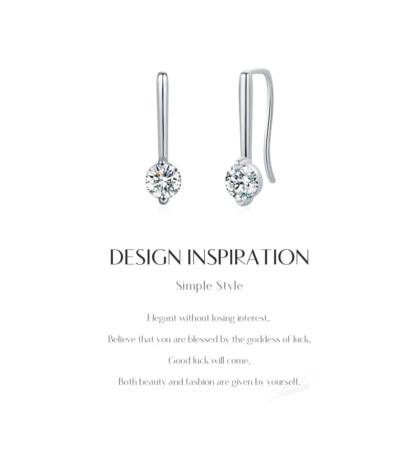 MODIAN Sparkling D Color Moissanite Drop Earrings 925 Sterling Silver Classic Geometric Dangle Earrings For Women Fine Jewelry