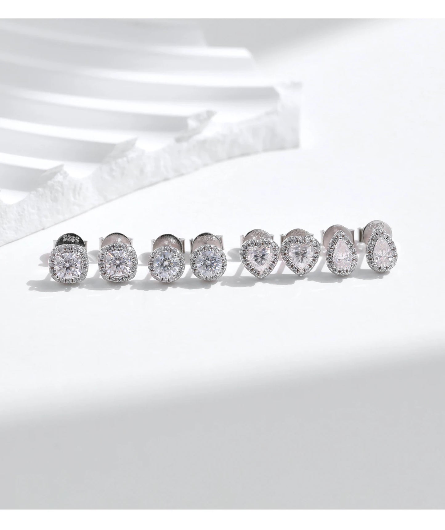 MODIAN D Color Heart Pear Square Moissanite Stud Earrings 925 Sterling Silver Lab Diamond Earrings For Women Wedding Jewelry