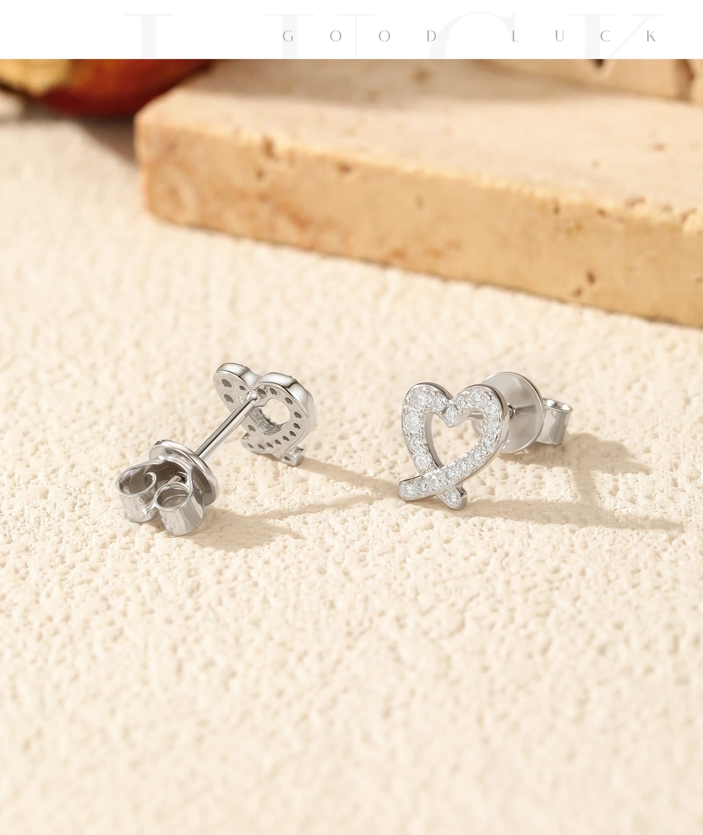 MODIAN D Color Sparkling Moissanite Earrings 925 Sterling Silver Asymmetrical Heart Stud Earrings For Women Fine Jewelry