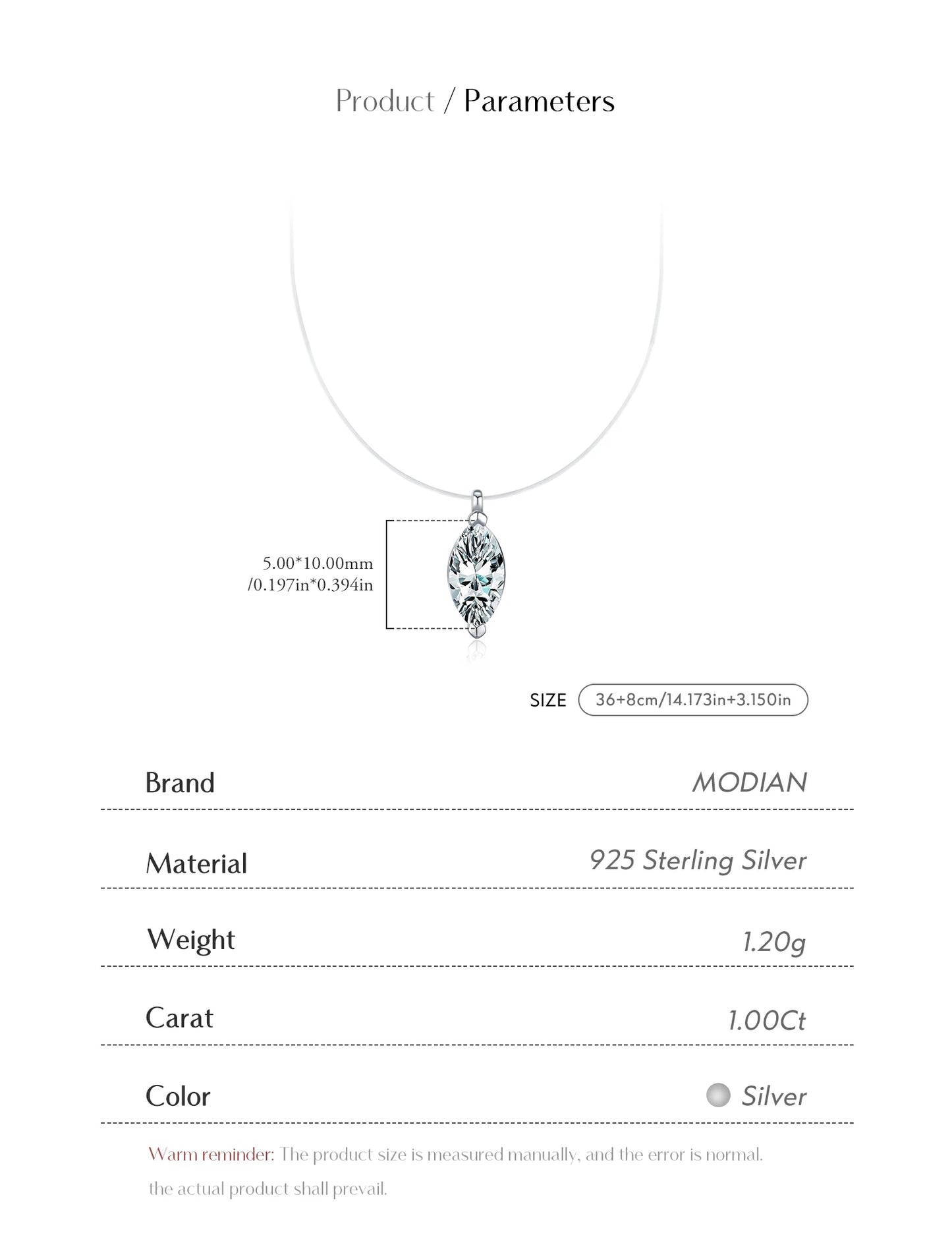 MODIAN Marquise Cut D Color Moissanite Choker Necklaces 925 Sterling Silver Fashion Pendant Necklace For Women Fine Jewelry Gift