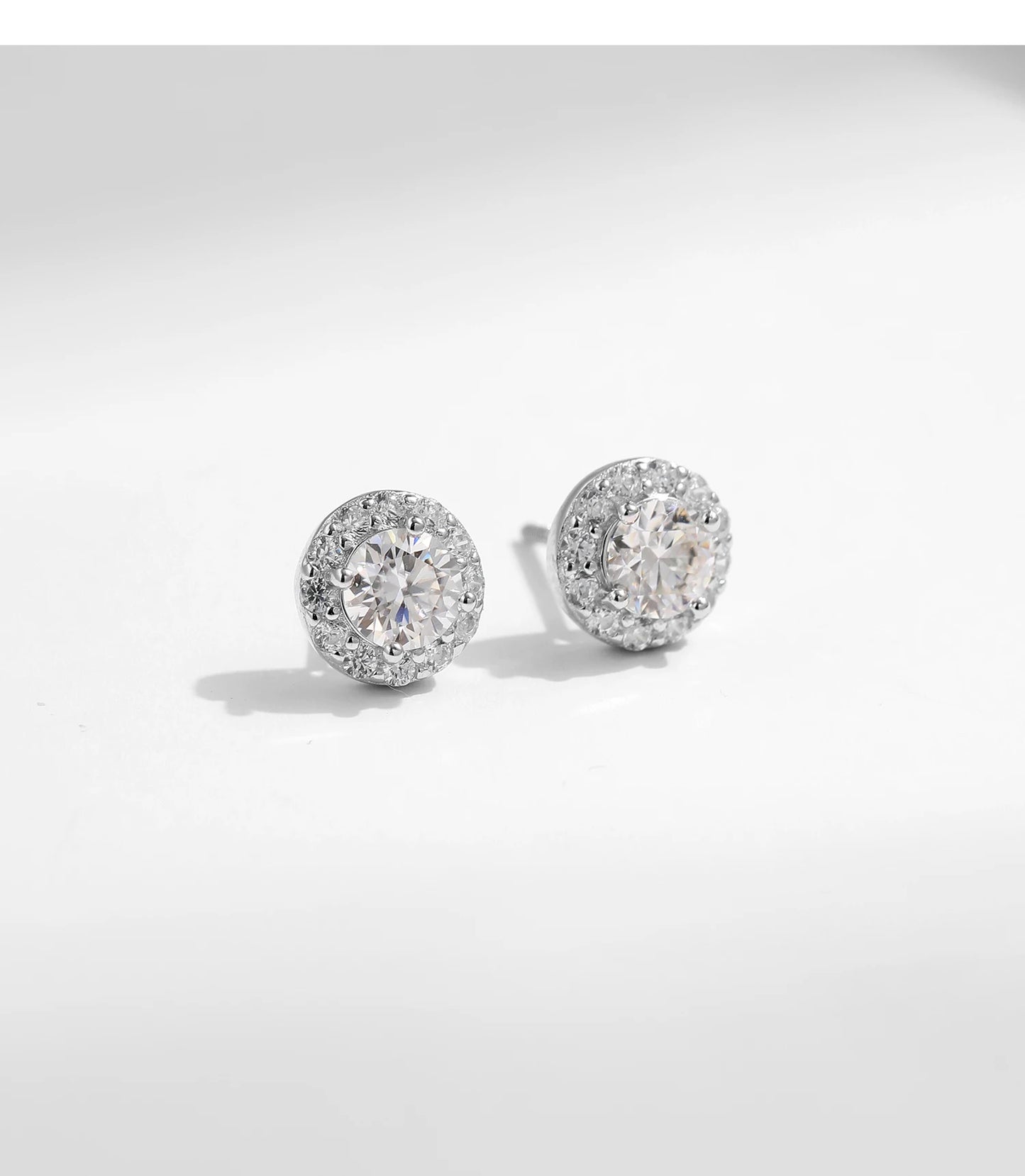 MODIAN 1.00CT Moissanite Earrings For Women 925 Sterling Silver Classic Round Prong Setting D Color Lab Diamonds Wedding Jewelry