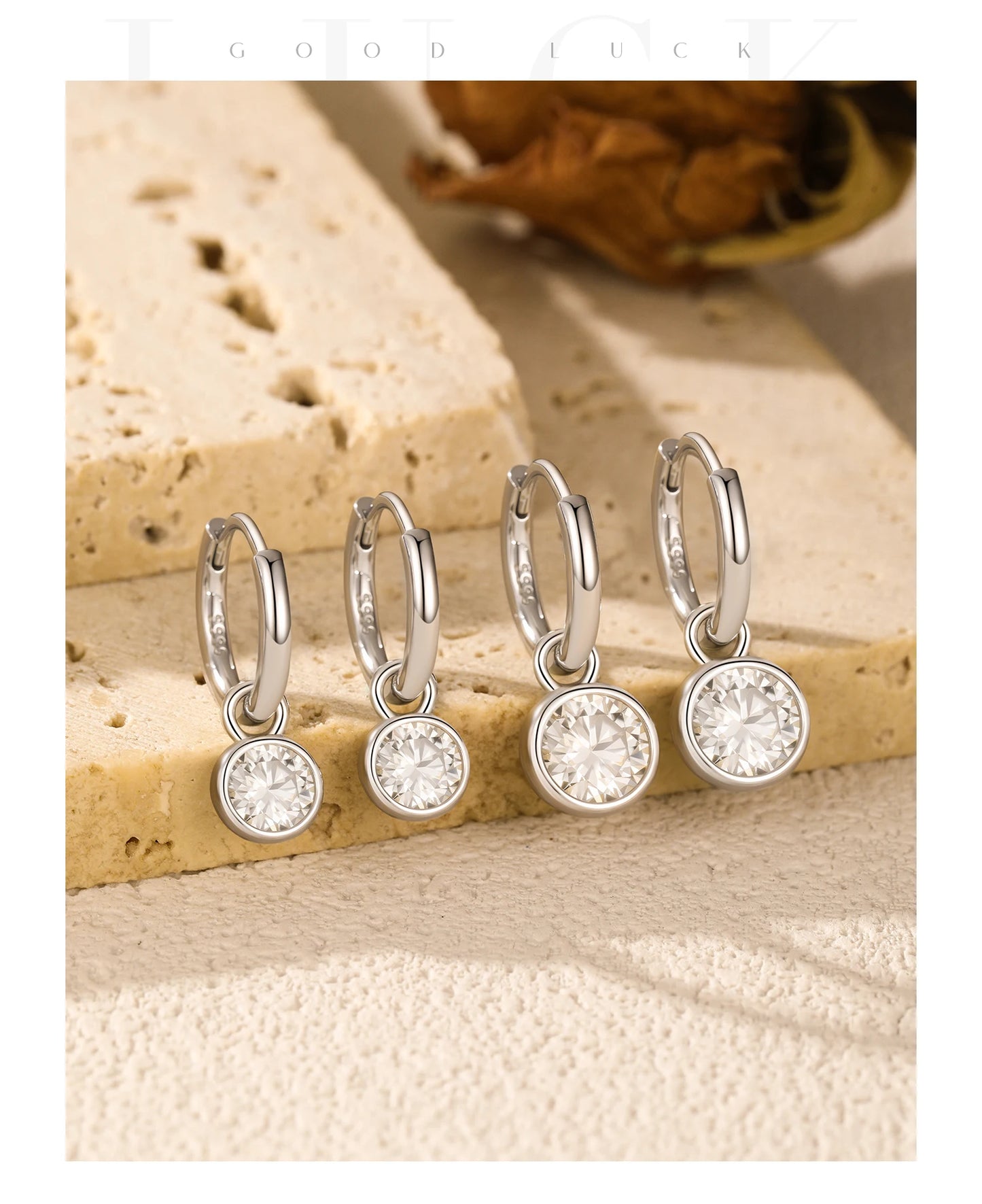 MODIAN 1CT/2CT D Color Moissanite Ear Buckle 925 Sterling Silver Round High Swing Hoop Earrings For Women Daily Fine Jewelry