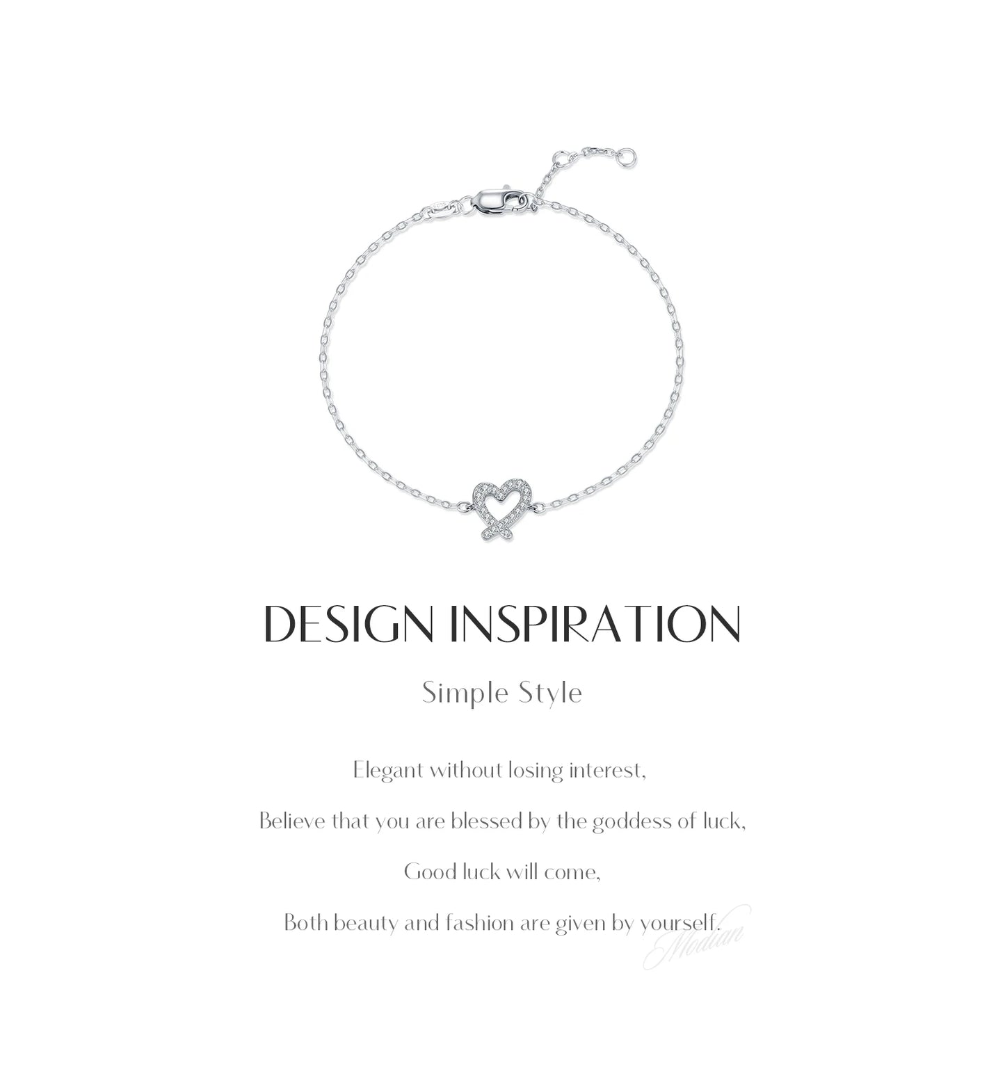 MODIAN D Color Moissanite 925 Sterling Silver Sweet Romantic Irregular Heart Link Chain Bracelet For Women Fine Jewelry