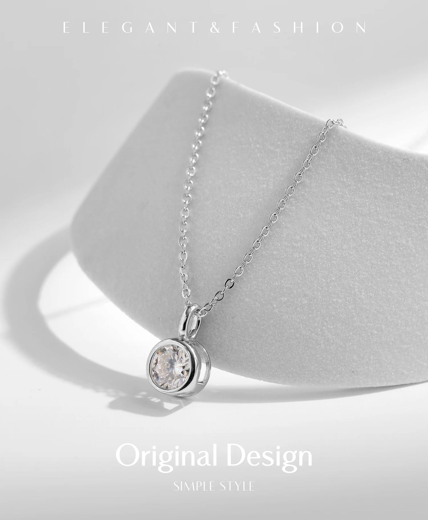 MODIAN 1 Carat D Color Round Bezel Setting Moissanite Pendant Necklace 925 Silver Lab Diamond Women Jewelry With Certificate Box