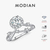 MODIAN Moissanite Ring Delicate Lab Diamond Halo Ring 925 Sterling Silver Crown Luxury Rings for Women Wedding Fine Jewelry