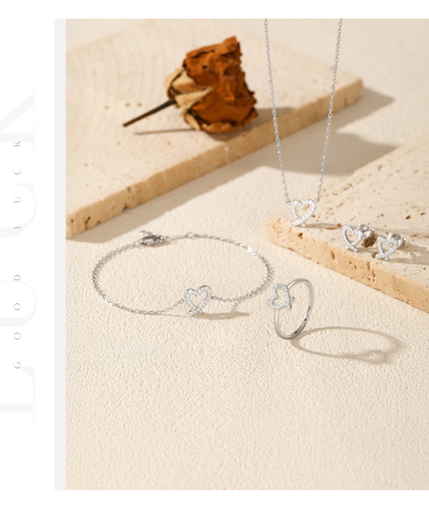 MODIAN Sparkle Moissanite Sets 925 Sterling Silver Sweet Irregular Heart Earrings Ring Bracelet Necklace For Women Jewelry Sets