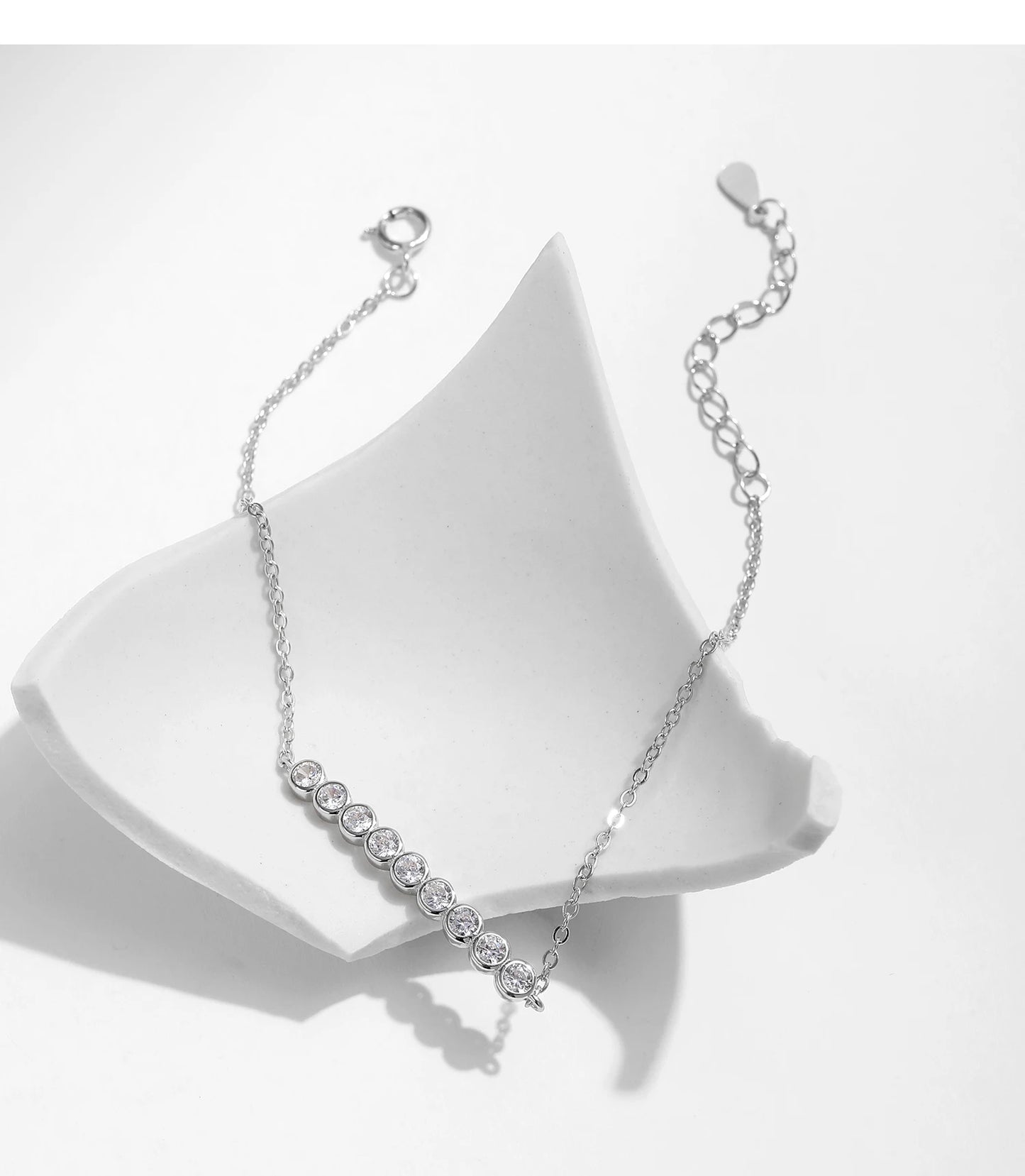 MODIAN D Color Moissanite 925 Sterling Silver Simple Bracelet Round Lab Diamond Chain Link Jewelry For Women Luxury Wedding Gift