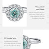 MODIAN D Color Green Teal Moissanite Halo Ring 925 Sterling Silver Trendy Elegant Finger Rings For Women Wedding Fine Jewelry