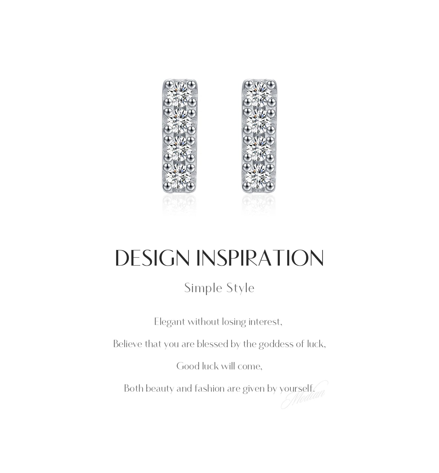 MODIAN D Color Moissanite Minimalism Stud Earrings 925 Sterling Silver Stackable Fashion Earrings For Women Vacation Jewelry