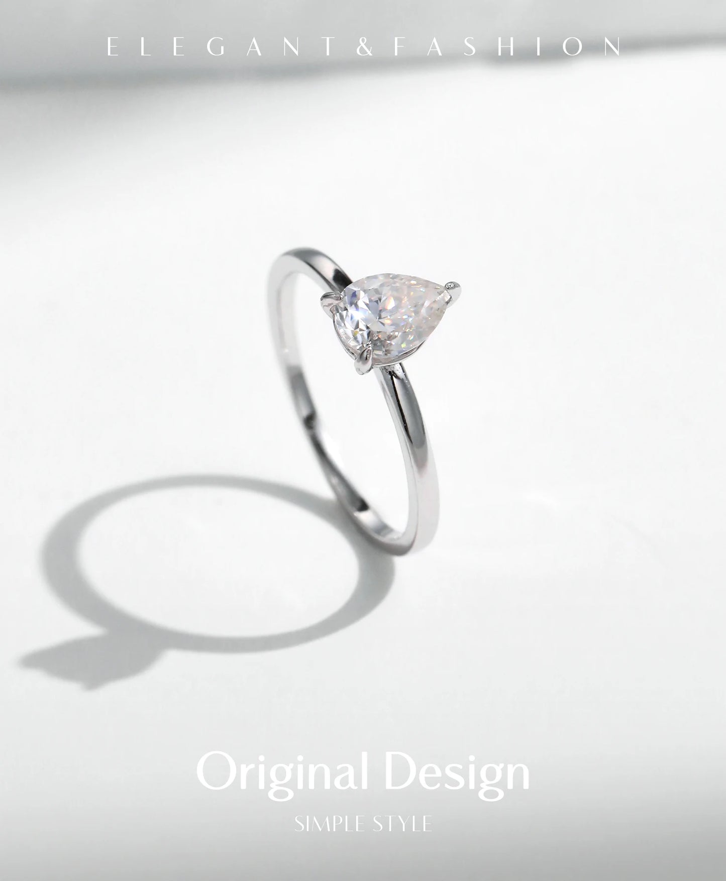 MODIAN D Color Pear Cut Moissanite Ring 925 Sterling Silver Water Drop Lab Diamond Wedding Rings For Women Wedding Fine Jewelry