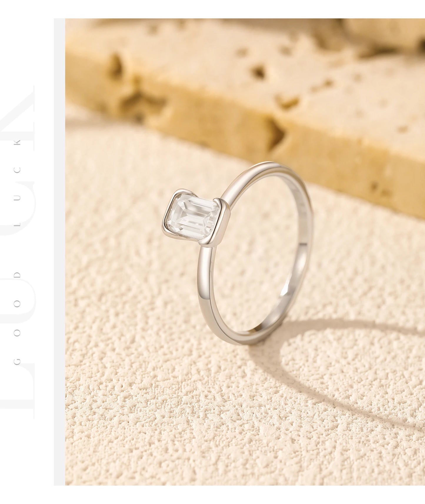MODIAN 0.8Ct VVS1 Rectangle Emerald Cut Moissanite Ring 925 Sterling Silver Classic Rings For Women Wedding Fine Jewelry Gift
