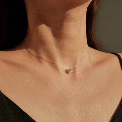 MODIAN 3 Styles Moissanite Necklace 925 Sterling Silver Simple Geometric Fishing Line Choker Necklaces For Women Fine Jewelry