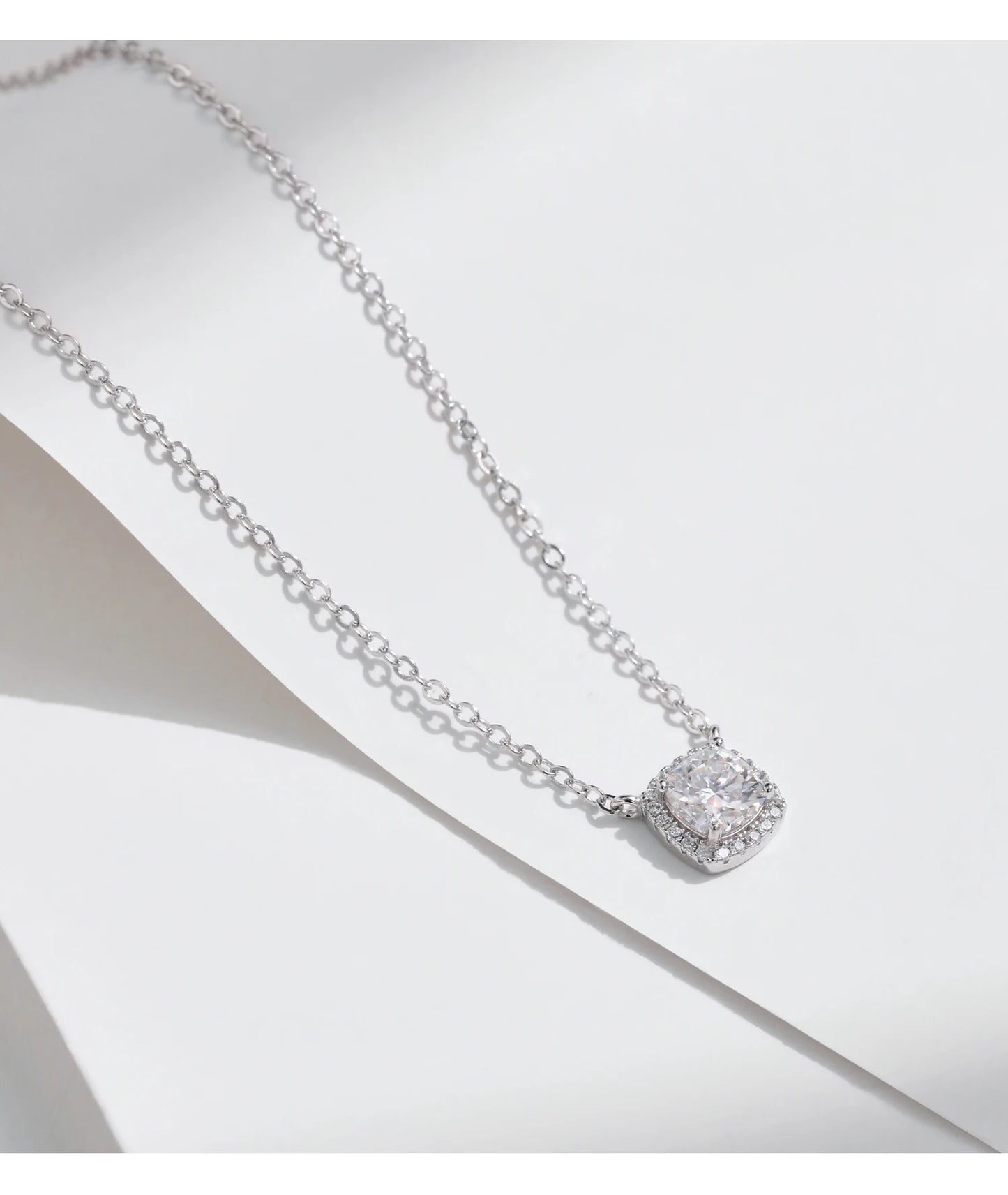 MODIAN Square & Round Halo Moissanite 925 Sterling Silver Pendant Necklace D Color VVS1 Lab Diamond Necklace For Women Jewelry