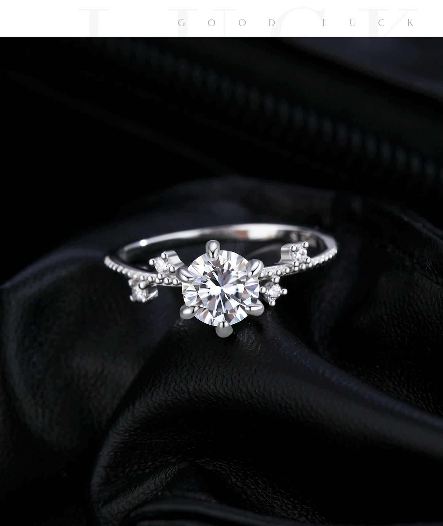 MODIAN 1CT Moissanite Ring 925 Sterling Silver Delicate Flower Six Claws Lab Created Diamond Rings For Women Wedding Jewelry