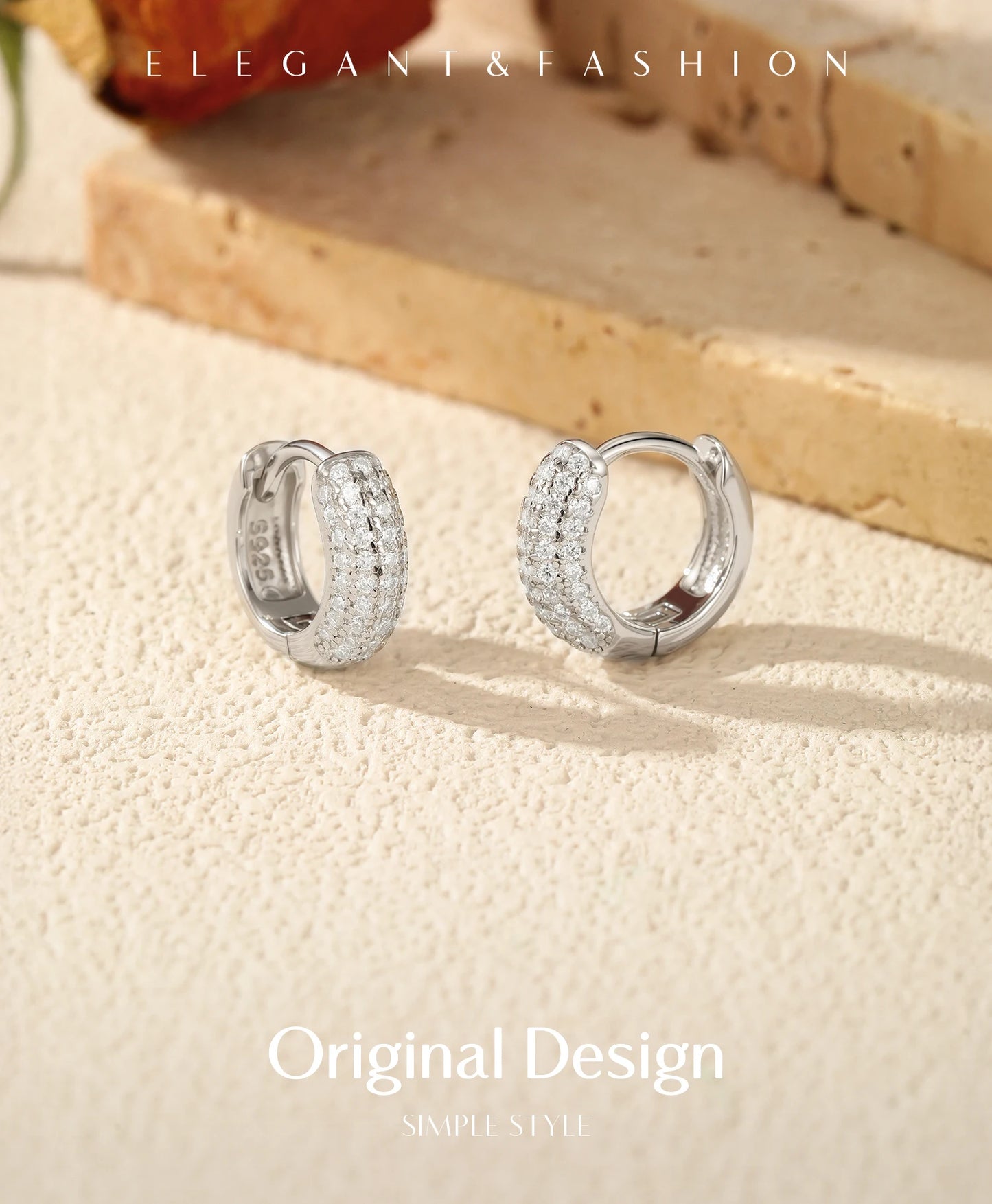 MODIAN D Color Sparkling Moissanite Ear Buckle 925 Sterling Silver Luxury Circle Hoop Earrings For Women Wedding Fine Jewelry