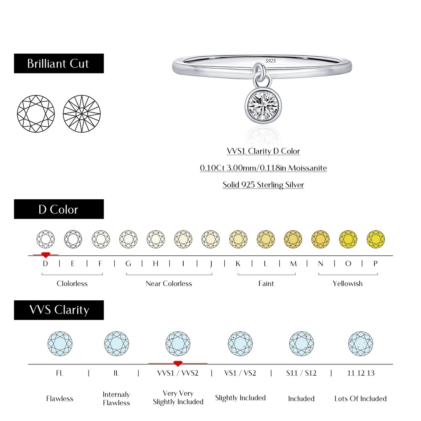 MODIAN D Color Round Moissanite Ring 925 Sterling Silver Small Charms Sparkling Finger Rings For Women Wedding Jewelry Gift