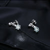 MODIAN D Color VVS1 Round Teal Moissanite Ear Climbers 925 Sterling Silver Luxury Trendy Stud Earrings For Women Fine Jewelry