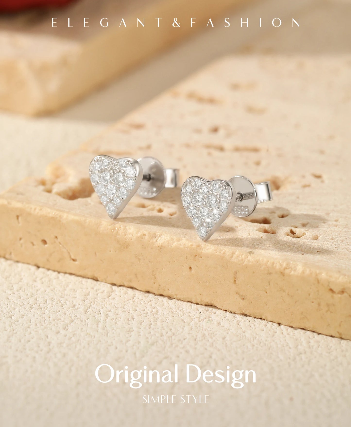 MODIAN D Color Moissanite Simple Daily Wear Ear Studs 925 Sterling Silver Heart Small Stud Earrings For Women Fine Party Jewelry