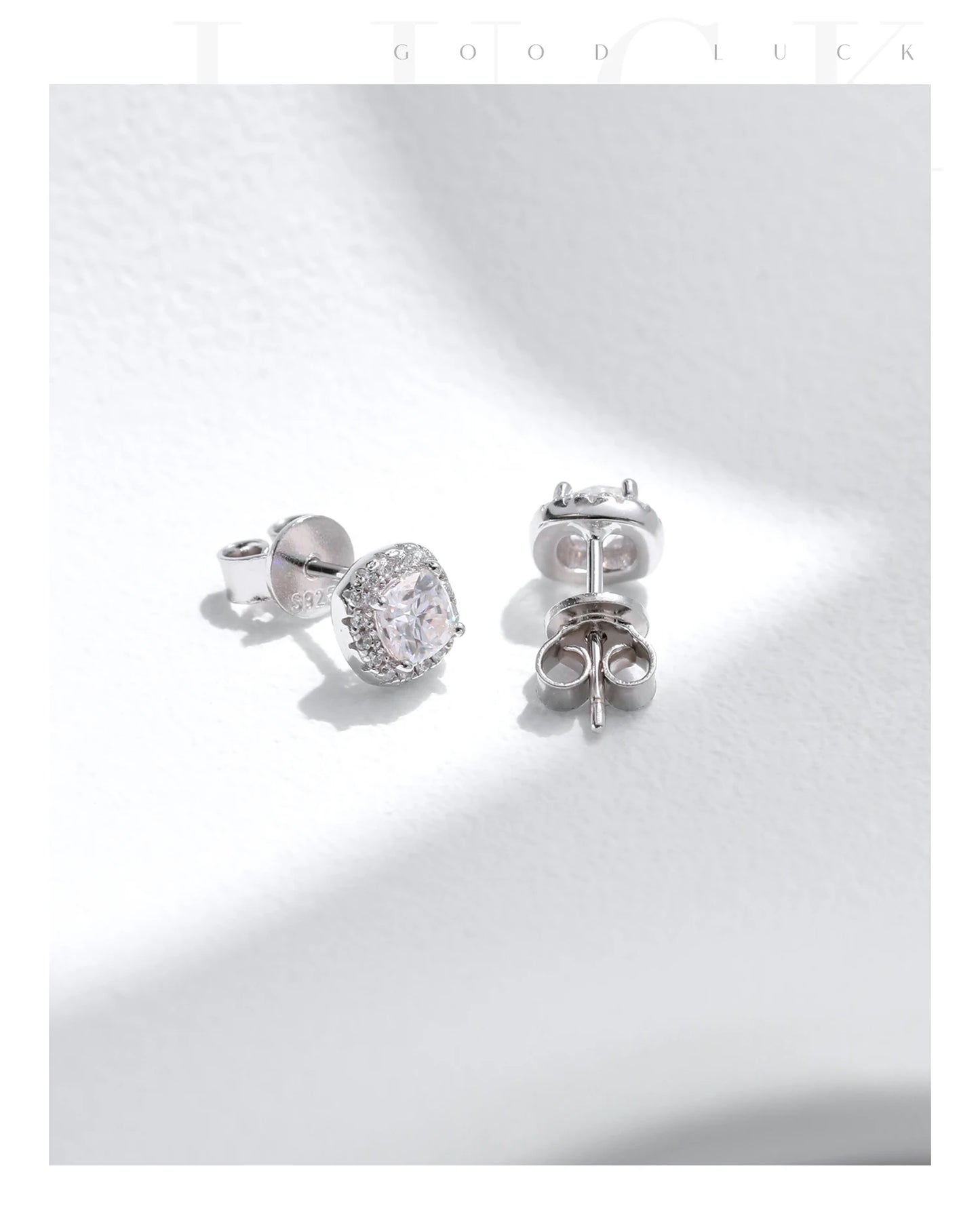 MODIAN D Color Moissanite Stud Earrings Brilliant Square Cut Lab Created Diamond 925 Silver Earrings For Women Wedding Jewelry