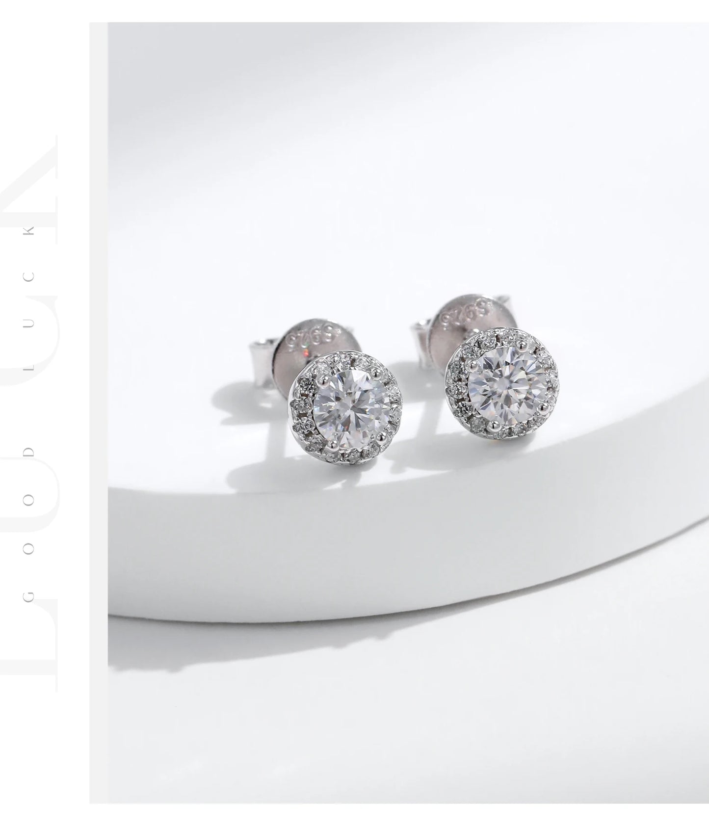 MODIAN Luxury Tiny Halo Moissanite Stud Earrings 925 Sterling Silver Earrings For Women Engagement Wedding Fine Jewelry Gift