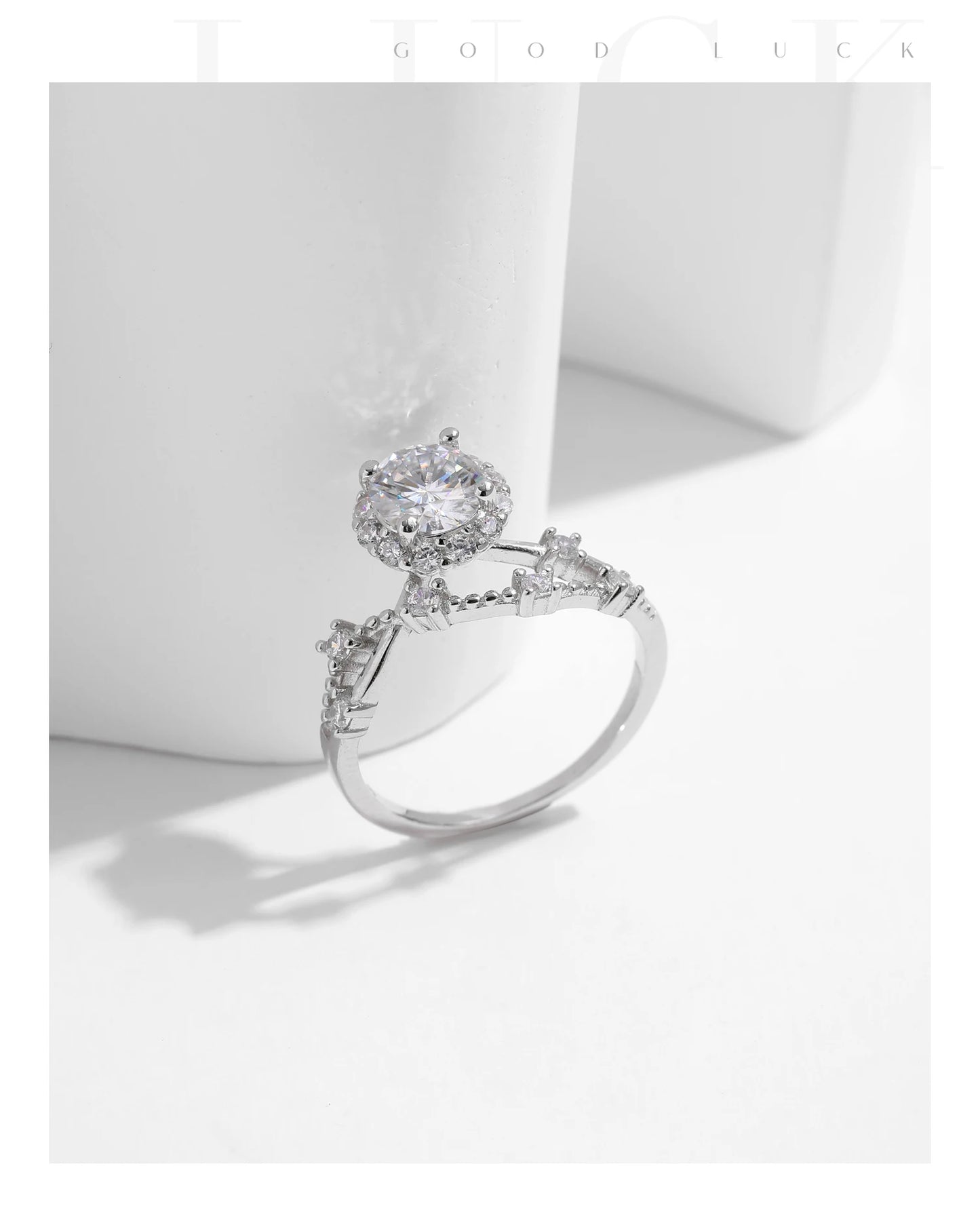 MODIAN Moissanite Ring Delicate Lab Diamond Halo Ring 925 Sterling Silver Crown Luxury Rings for Women Wedding Fine Jewelry