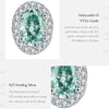 MODIAN 1CT D Color Green Moissanite Halo Earrings 925 Sterling Silver Elegant Oval Stud Earrings For Women Party Fine Jewelry