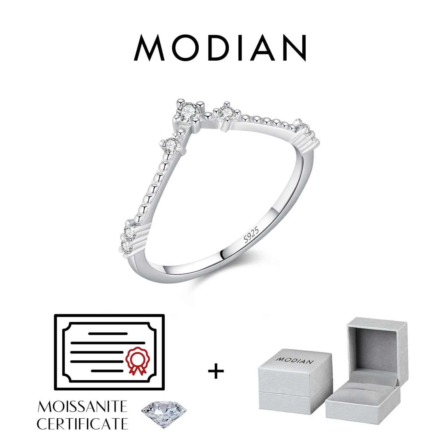 MODIAN D Color Moissanite Rings 925 Sterling Silver Exquisite Arrow Thin Finger Sparkling Rings For Women Wedding Fine Jewelry