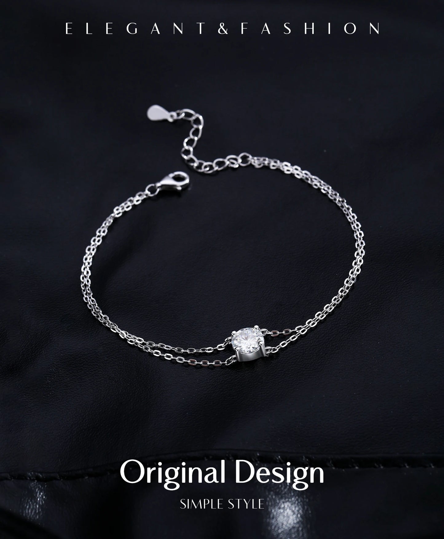 MODIAN 1CT D Color Moissanite Bracelet 925 Sterling Silver Delicate Double Layer Bracelets For Bridal Wedding Fine Jewelry Gifts