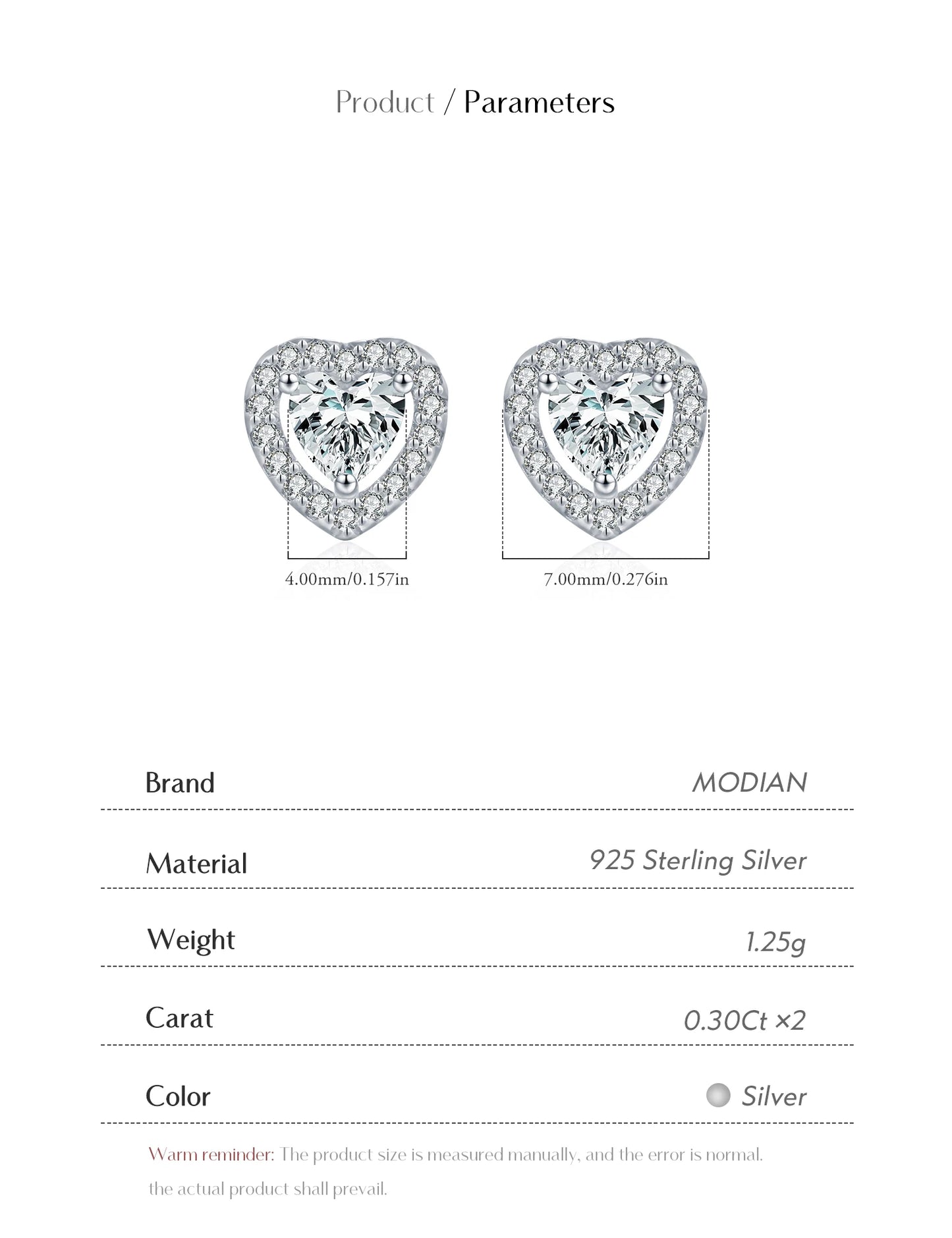 MODIAN Dazzling D Color Hearts Moissanite Halo Earrings 925 Sterling Silver Clasic Wedding Stud Earrings For Women Fine Jewelry