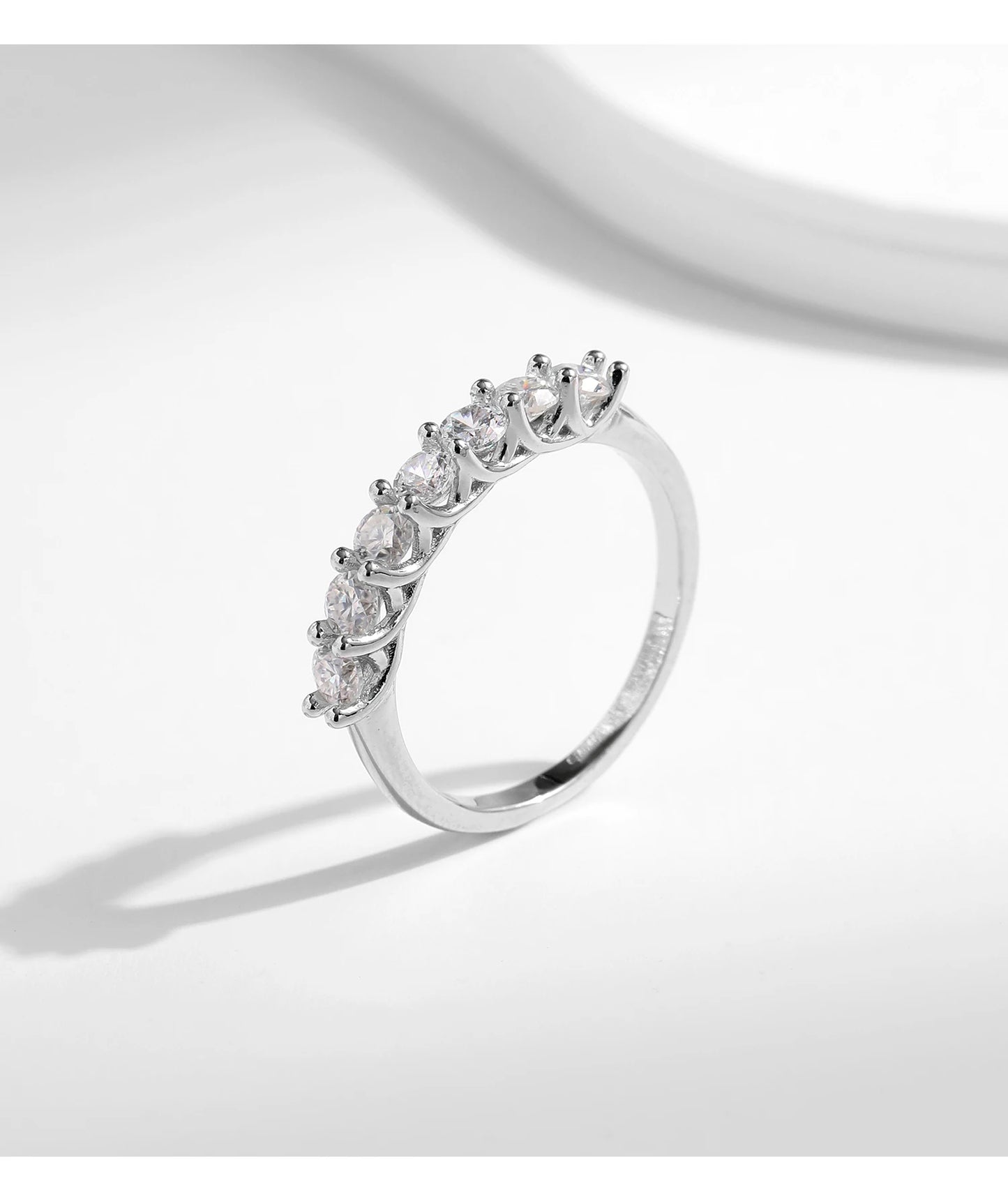 MODIAN Moissanite Wedding Band 925 Sterling Silver Ring Platinum Plated Lab Diamond Stackable Crown Jewelry For Women Gifts