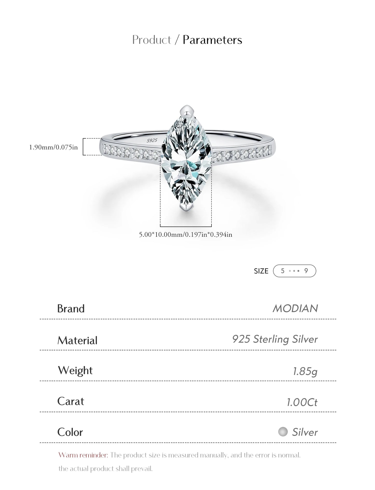 MODIAN Marquise Cut D Color Moissanite Finger Rings 925 Sterling Silver Exquisite Wedding Engagement Ring For Women Fine Jewelry