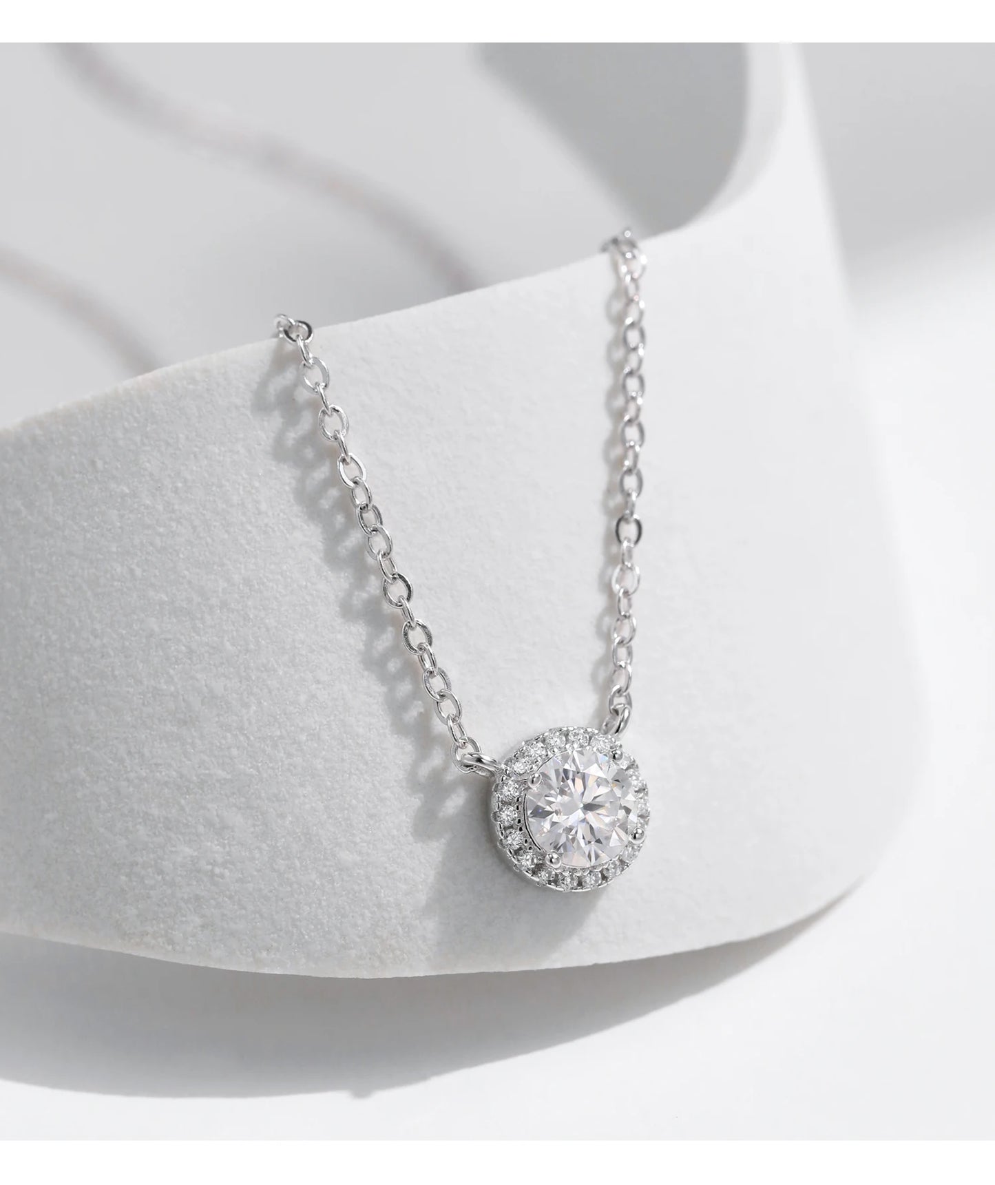 MODIAN Square & Round Halo Moissanite 925 Sterling Silver Pendant Necklace D Color VVS1 Lab Diamond Necklace For Women Jewelry