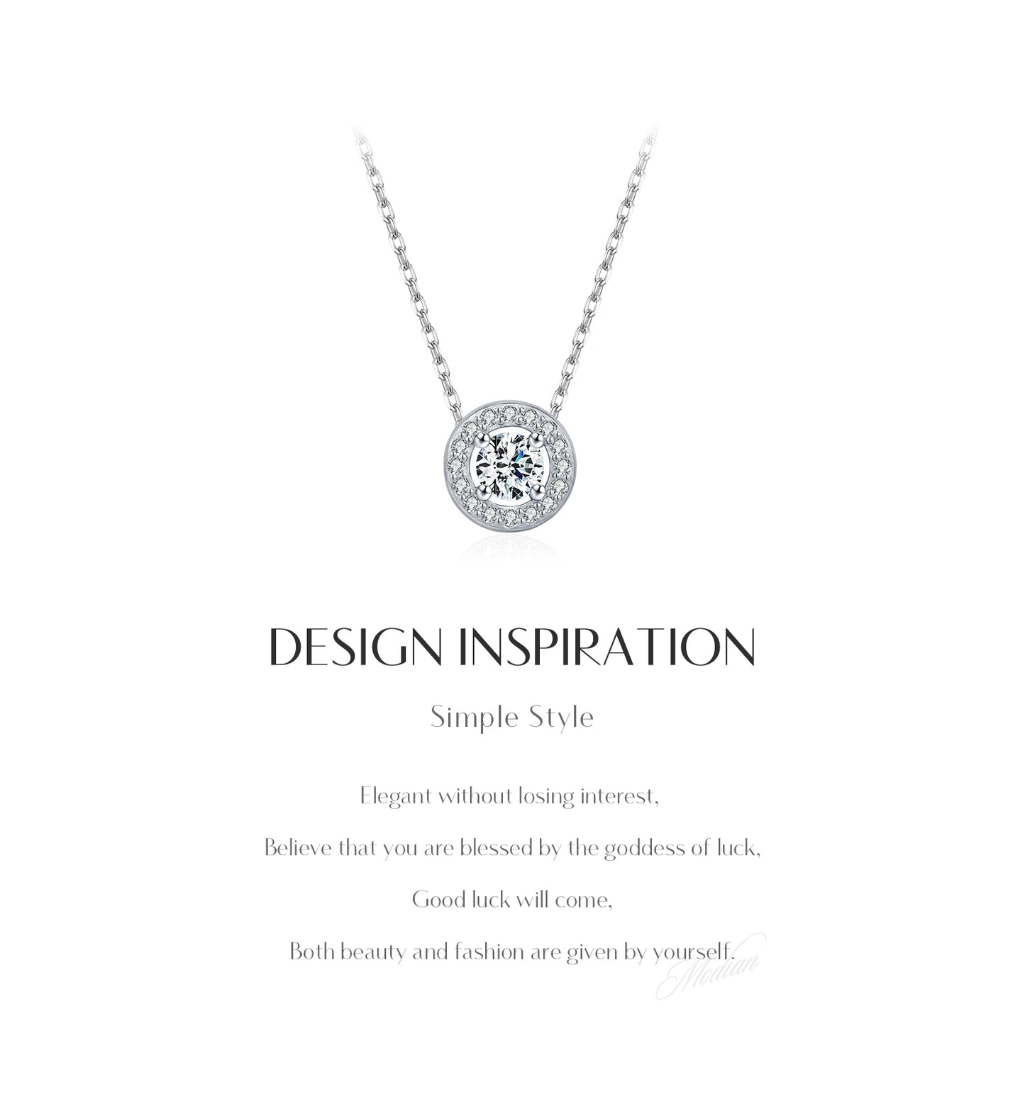 MODIAN Classic Moissanite Link Chain Necklace 925 Sterling Silver Wedding Anniversary Pendant Necklace For Women Fine Jewelry