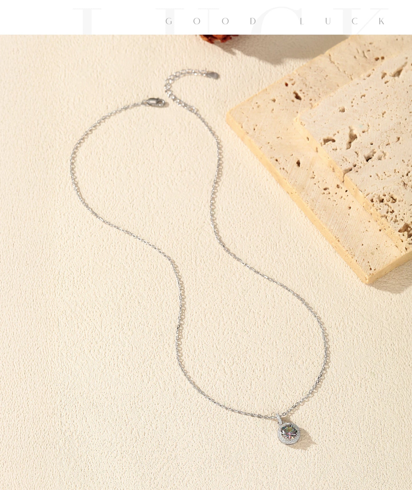 MODIAN 1CT Multicolor Round Moissanite Necklaces 925 Sterling Silver Luxury Classic Pendant Necklace For Women Fine Jewelry