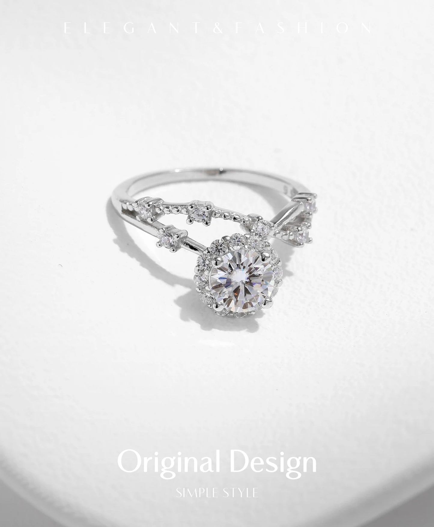 MODIAN Moissanite Ring Delicate Lab Diamond Halo Ring 925 Sterling Silver Crown Luxury Rings for Women Wedding Fine Jewelry