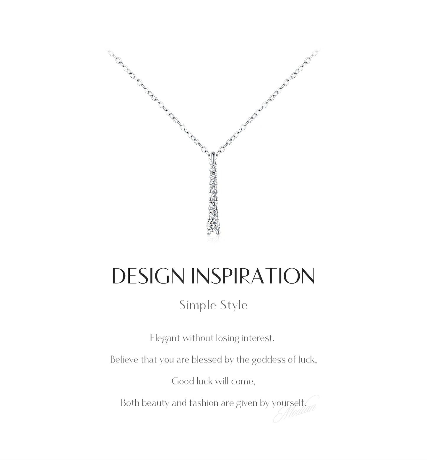 MODIAN Minimalist D Color Moissanite Necklace Prong Setting Lab Diamond For Women 925 Sterling Silver Pendant Necklace Jewelry