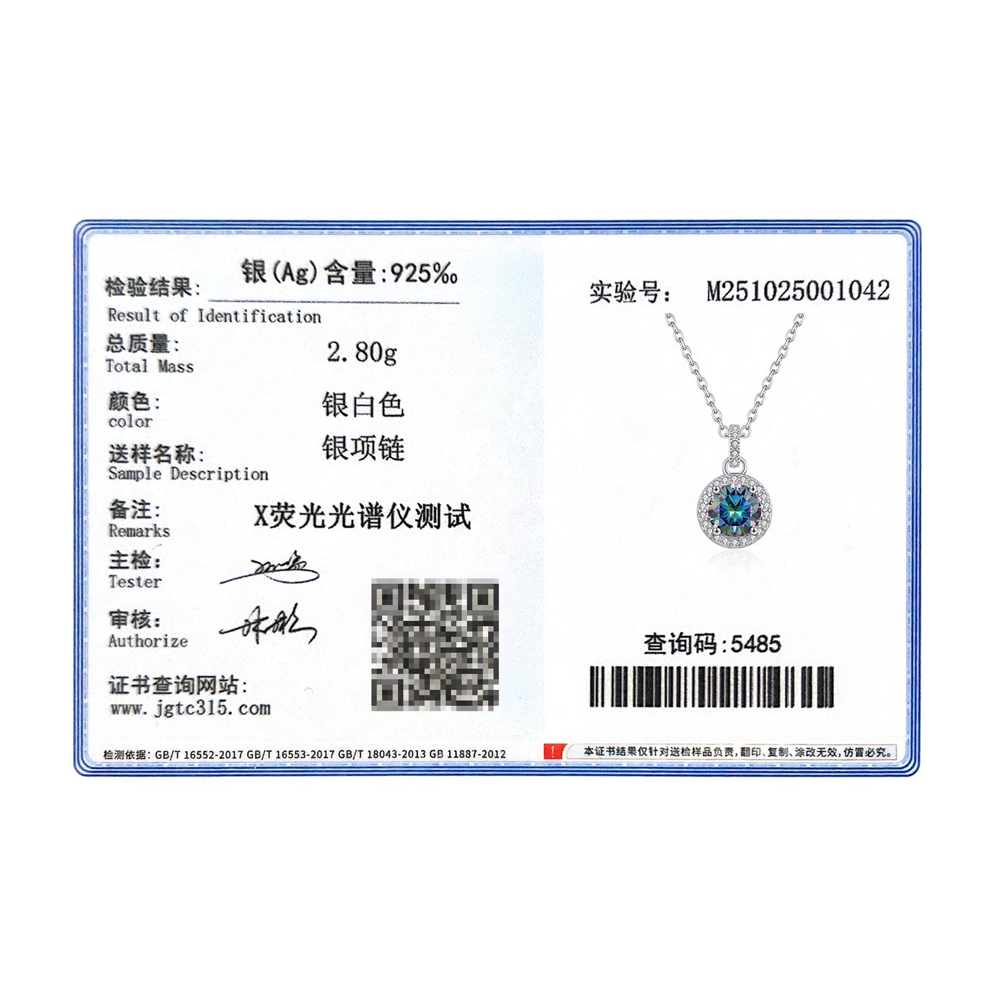 MODIAN 1CT Multicolor Round Moissanite Necklaces 925 Sterling Silver Luxury Classic Pendant Necklace For Women Fine Jewelry