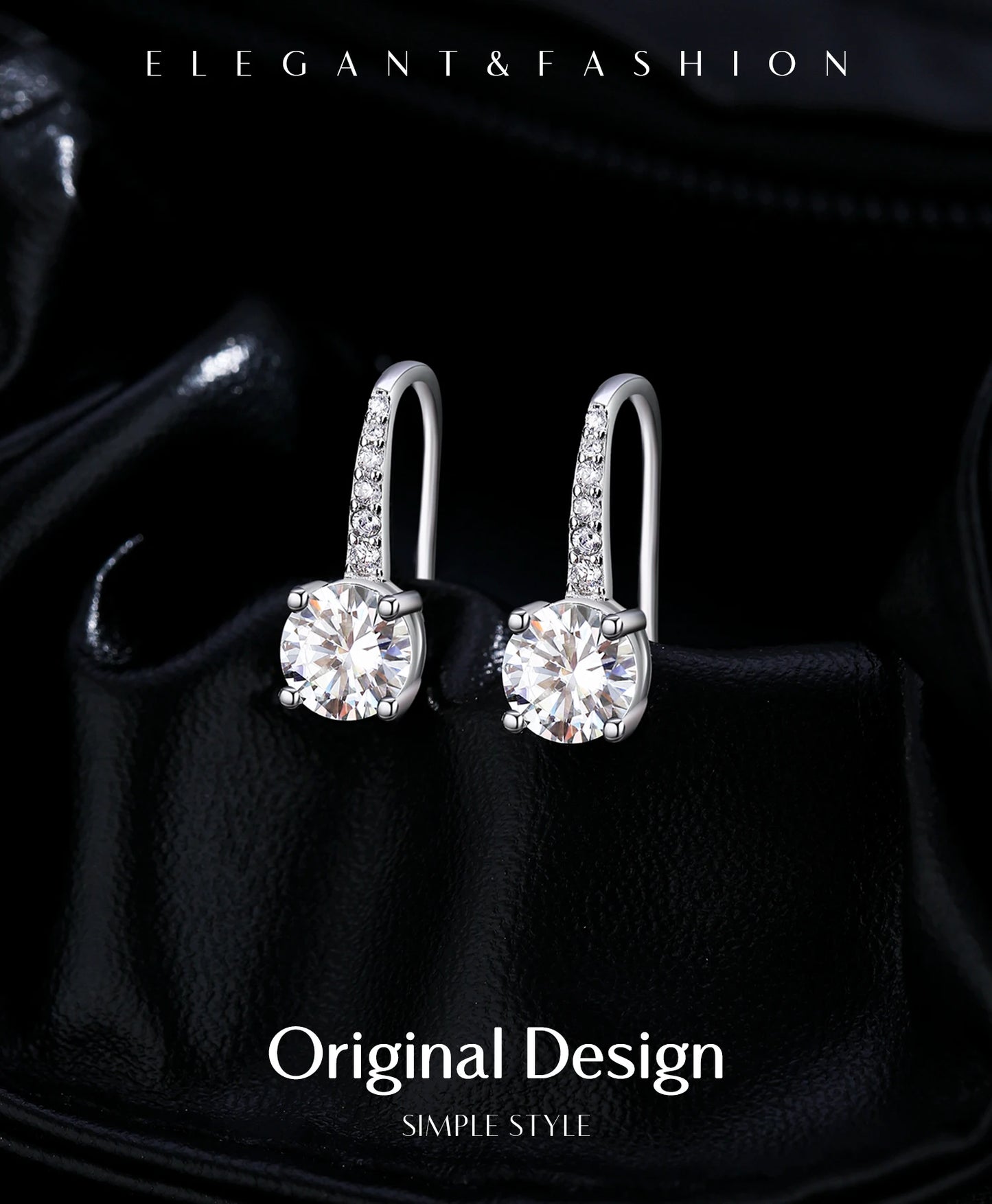 MODIAN D Color Luxury Moissanite Hook Earrings 925 Sterling Silver Classic Drop Earrings For Women Wedding Statement Jewelry