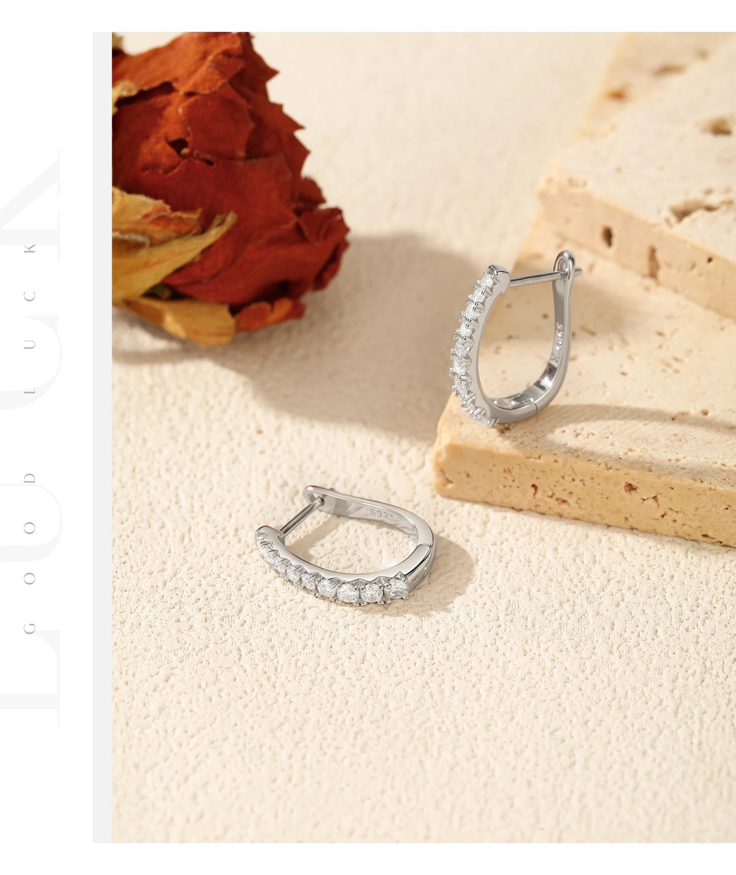 MODIAN D Color Moissanite U Shape Hoop Earrings 925 Sterling Silver Exquisite Elegant Ear Buckle For Women Daily Fine Jewelry