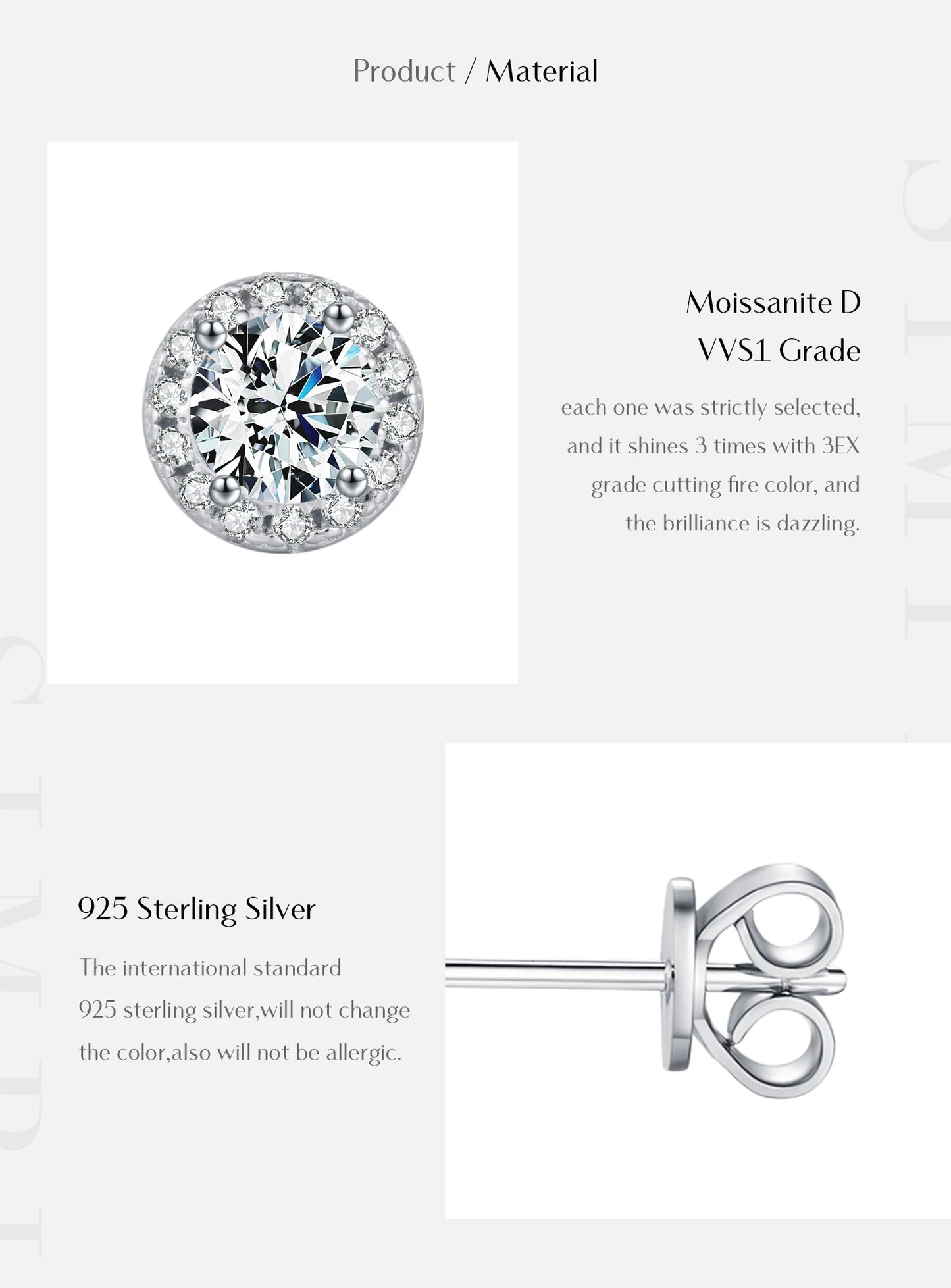 MODIAN Luxury Tiny Halo Moissanite Stud Earrings 925 Sterling Silver Earrings For Women Engagement Wedding Fine Jewelry Gift