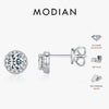 MODIAN Luxury Tiny Halo Moissanite Stud Earrings 925 Sterling Silver Earrings For Women Engagement Wedding Fine Jewelry Gift