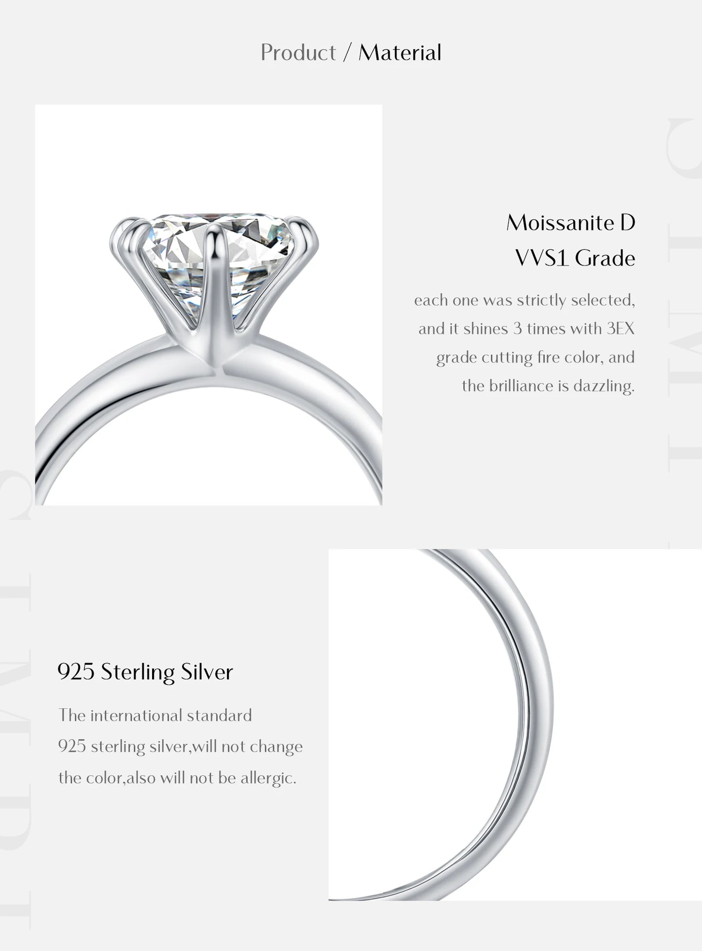 MODIAN 2ct D Color VVS1 Clarity Moissanite 925 Sterling Silver Dazzling Classic Crown Rings For Women Wedding Fine Jewelry